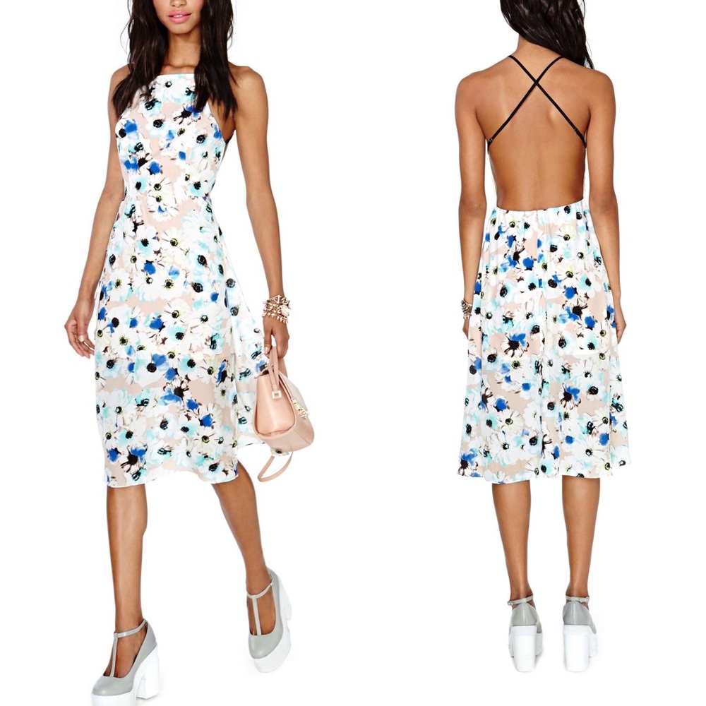 Nasty Gal Dolce Vita White Hazy Daisy Silk Dress